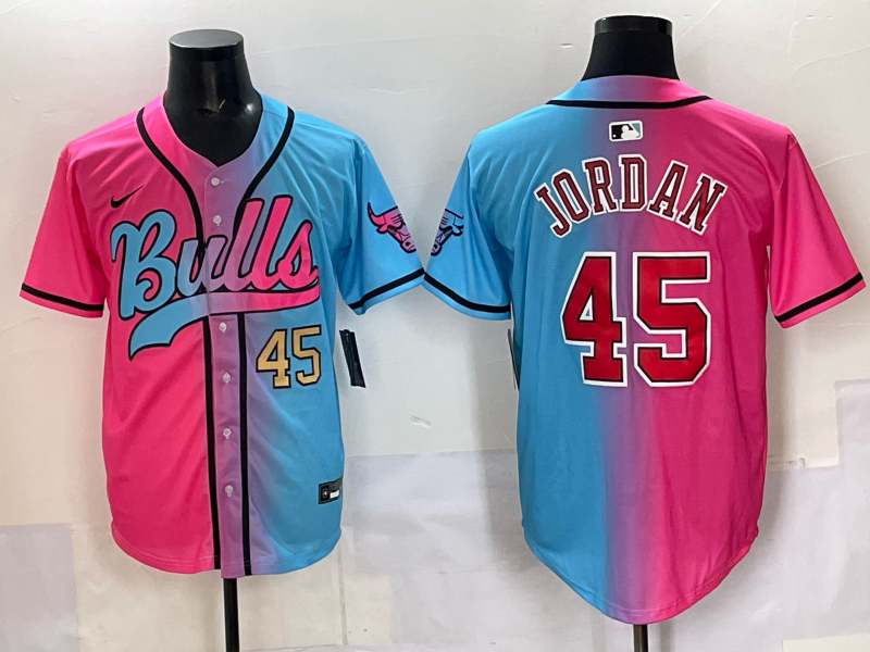 Men Chicago Bulls Nike 45 Jordan Blue pink NBA 2025 Jersey style 002